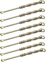 JIHUOO 8 Pcs Tiny Snuff Spoon Metal Micro Scoops Mini Medicine Powder Spoon Necklace Charms Pendants Ear Pick Earwax Removal Tools