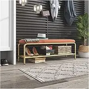 Shoe Bench Shoe Stool Sofa Bench Entrance Door Shoe Cabinet Shoe Stool Storage Stool Home Entrance Porch Cabinet Storage Bed end Shoe Rack Bench(Orange,60 * 30 * 42cm)