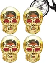 4PCS Skull Valve Stem Caps - uniiversal Tire Valve Air Caps | Cool Skull Design, Anti-corrosiion Copper Core Valve Covers for Rims, Wheels, Auto Styling for Car, su v, Truck, Bike, Motorcycle