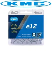 KMC e12 EPT Bike Chain 12-Speed X-Long 136 Links Silver No-Rust fits eBikes too