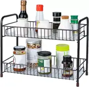 Spice Rack Organizer for Countertop 2 Tier Counter Shelf Medium, Bronze