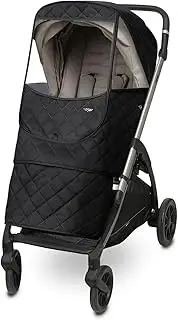 Manito Melange Padded Universal Stroller Weather Shield, Insulated, Water-Repellent, Thermal Protection for Rain, Snow, Wind & Cold, Fall & Winter, Forward and Rear Facing Compatible (Black)