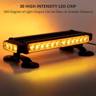 30LED Flashing Magnetic Amber Rooftop Strobe Beacon Light Emergency Warning