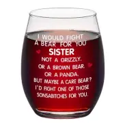 Funny Sister Gift Stemless Wine Glass, Sisters' Gifts for Birthday, Christmas...