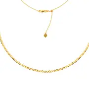 Curb Chain Choker 14k Yellow Gold Necklace, 16" Adjustable