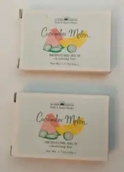 Bath & Body Works Cucumber Melon 2 Moisture Rich Cleansing Bars 1.5oz Vintage