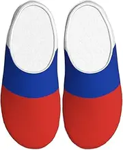 [EdWal] Russian flag print Winter Warm Slippers Indoor Anti-skid Plush Slippers Relaxing at Home for Women Men, Black, 5 UK