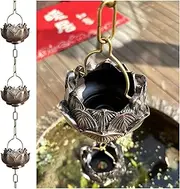 Rain Chains，Rain Catcher Chain ， Plated Metal Lotus Rain Chain,Rain Catcher for Gutter Downspout, Rust-Proof Rain Guide Chains(4m/11.8ft)