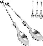 CLISPEED 5Pcs Stainless Steel Beadable Spoon DIY Sugar Tea Spoons Smooth Heads for Easy Stirring Versatile Tableware for Home Office Cafes