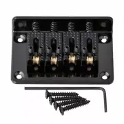 4 String Roller Saddle Guitar Hard-tail Bridge Tailpiece for Cigar Box Black