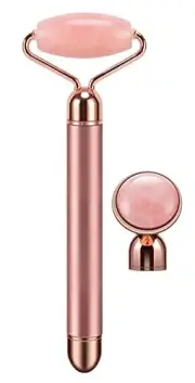 2-IN-1 Electric Jade Roller Massager, Facial Roller & Face Massager, Rose Quartz