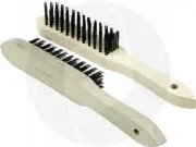 2pcs Heavy Duty 5 Rows Metal Steel Wire Brush Rust Paint Scraper w/ Wood Handle