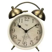 Twin Bell Alarm Clock, Retro Analog Alarm Clock Silent Non-Ticking Quartz White