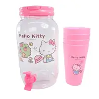 在飛比找樂天市場購物網優惠-小禮堂 Hello Kitty 透明塑膠冷水壺附杯子 380