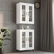 White Hanging Wall Cabinet for Kitchen & Bathroom Storage, Space-Saving Mounted Design, Engineered Wood Organization