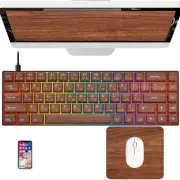 Wood Grain Japanese Keycaps 65 Percent Mechanical Gaming Keyboard RGB Gaming ...