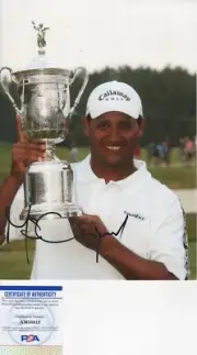 MICHAEL CAMPBELL NZ GOLF STAR *RARE* SIGNED 2005 US OPEN VICTORY PHOTO PSA