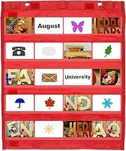 uxcell Magnetic Pocket Chart, Small Pocket Chart Mini Double Sided Classroom Pocket Chart Organizer Wall Hanging for Classroom Supplies, Red