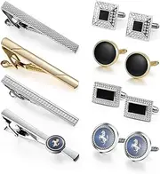 [KUHBDIE] Men's Creative Tie Clip Cufflink Set French Gold Cuff Personalized Tie Clip