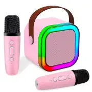 Mini Karaoke Machine, Portable Bluetooth Speaker with 2 Wireless Microphone, ...