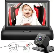 Shynerk Baby Car Mirror, 4.3'' HD Night Vision Function Car Mirror Display, Safety Car Seat Mirror Camera Monitored Mirror with Wide Crystal Clear View, Aimed at Baby, Easily Observe The Baby’s Move