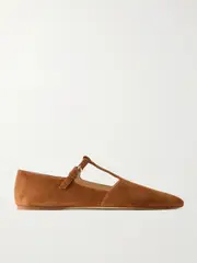 [Gabriela Hearst] Gabriela Hearst - Lola Ballerina Suede Mary Jane Point-toe Flats - Camel - IT36 IT 36 Brown