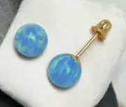 Solid 14K Yellow Gold 8 Colors Fire Opal Ball Post Stud Screw Back Earrings