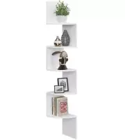 5-Tier Corner Shelf Wall Mount, Corner Bookshelf, Industrial Corner Ladder