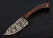 Damascus Hunting Knife 6.5" Handmade Fixed Blade Skinner Rosewood Handle +Sheath