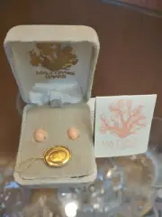 NIB Maui Divers Jewelry 14K / 585 / 14KT Angel Skin Coral Earrings Nice