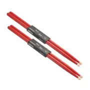 2 Pair Wood Drumstick Anti Slip Handle Grips 5A Red Drum Stick Wood Tip
