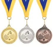 2" Ping Pong Medals Table Tennis Award Medals Set with Ribbon Blue Yellow, 3pcs
