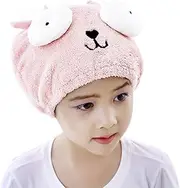 Hair Drying Towel for Women Girls, Cute Cartoon Kids Ultra Absorbent Hair Towel Wrap Soft Microfiber Quick Dry Hair Turban for Wet Long Curly Hair, Spa Salon Head Wrap Bath Shower Cap Hair Towel Hat