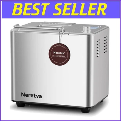 Whisper-Quiet Bread Maker Machine with 20 Programs & 1 Hour Keep Warm - Silver