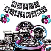 Music Party Supplies,16 guests Music Birthday Party Decorations & Music Tableware Set- MusicPlates Cups and Napkins Tablecloth & Music Balloons Backdrop etc Music Birthday Decor for Girls/Boys