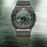 在飛比找PChome24h購物優惠-CASIO G-SHOCK 金屬時尚農家橡樹計時錶/綠/GM