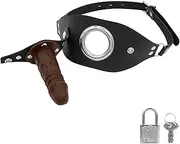 Penis Mouth Gag, Detachable Dildo Gag with Lock Strap On BDSM Gag Adult Sex Toy (Brown)