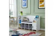 Theodore White Book Case with Storage and Cushion