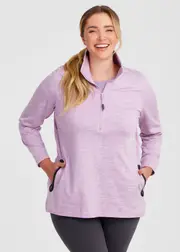 [Taking Shape] Taking Shape Active Spacedye Half Zip Top Size 14 in Dusty Lilac - Plus Size Women's Clothing Dusty Lilac