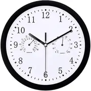 Waterproof Clock Outdoor - Outdoor Wall Clock with Hygrometer | Quiet Round Battery Operated Easy to Read Decorative Patio Clock | Waterproof Wall Clock with Hygrometer, 10" Silent Clicker Battery
