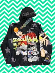 Members Only Space Jam Black Windbreaker Hooded Jacket (Medium /NWT)