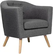 Artiss Armchair Grey Recliner Lounge Dining Chairs Nursing Occasional Reading Seating Single Sofa Home Living Room Bedroom Furniture,Wooden Legs,with Removable Seat Cushion