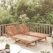 Acacia Wood Sun Loungers 2 pcs - Outdoor Patio Recliner Lounge Chair, Adjustable, Folding Beach Lounger, Lawn, Gravity - Garden, Pool, Camping
