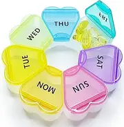 MOLN HYMY Cute Weekly Pill Box 7 Day, Round Floral Pill Case Organizer 1 time a Day, Rainbow Pill Container Once Daily, Large Medicine Dispenser for Vitamin/Fish Oil/Medication/Supplements