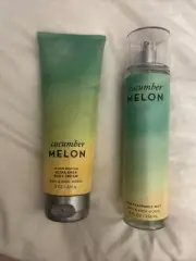 New Bath & Body Works Cucumber Melon Bundle Body Cream Spray Mist Full Size Set