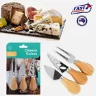 3 X Cheese Knife Set Wooden Handle Stainless Steel Knives Slicer Fork Cutter AU