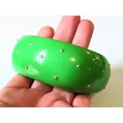 Vintage Apple Green Lucite Chunky Studded Bangle Bracelet UK Made 70s