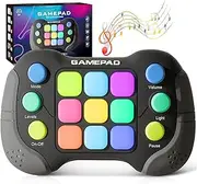 Fast Press Push Game Fidget Toy Handle for Kids Teens Adults Flashing Electronic Handheld Games Consoles Brain Memory Game，Quick Push Buttons Gamepad Gifts STEM Toys for Boys Girls (Black with Grey)