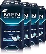 TENA for Men Level 1 Incontinence Protector Maximum Guard Incontinence Pad for Men (4 Pack of 96)