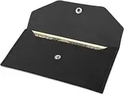 Teaaha Cash Wallet Genuine Leather Money Stuffing Wallets Organizer Reusable Budget Envelope Wallet Retro Clutch Wallets for Men Women Cash Check Billing, Minimalist Design, Black, Cash Wallet